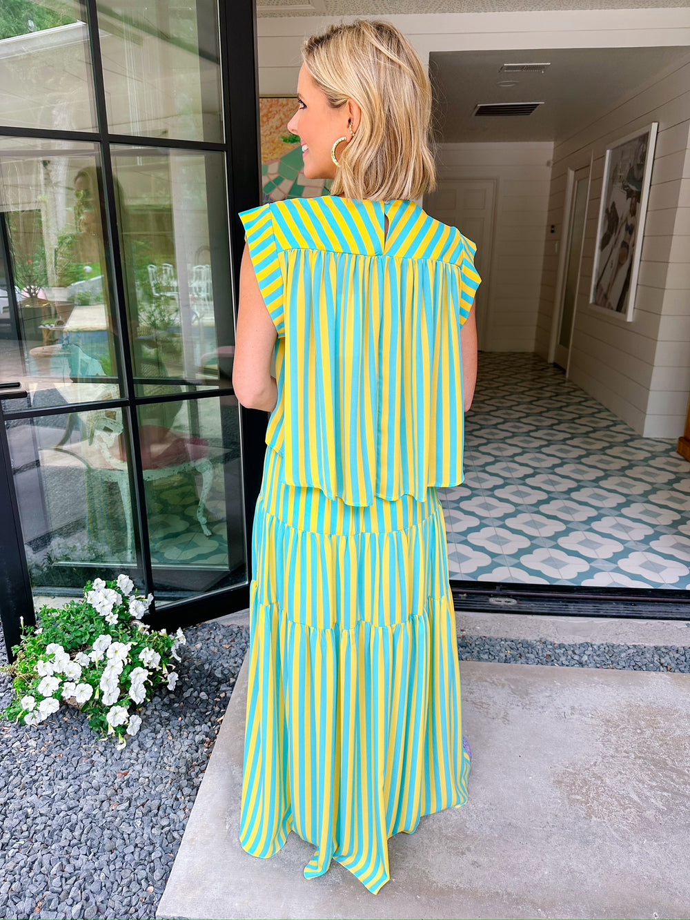 PAIGE BLUE LAGOON STRIPE MIDI SKIRT SET