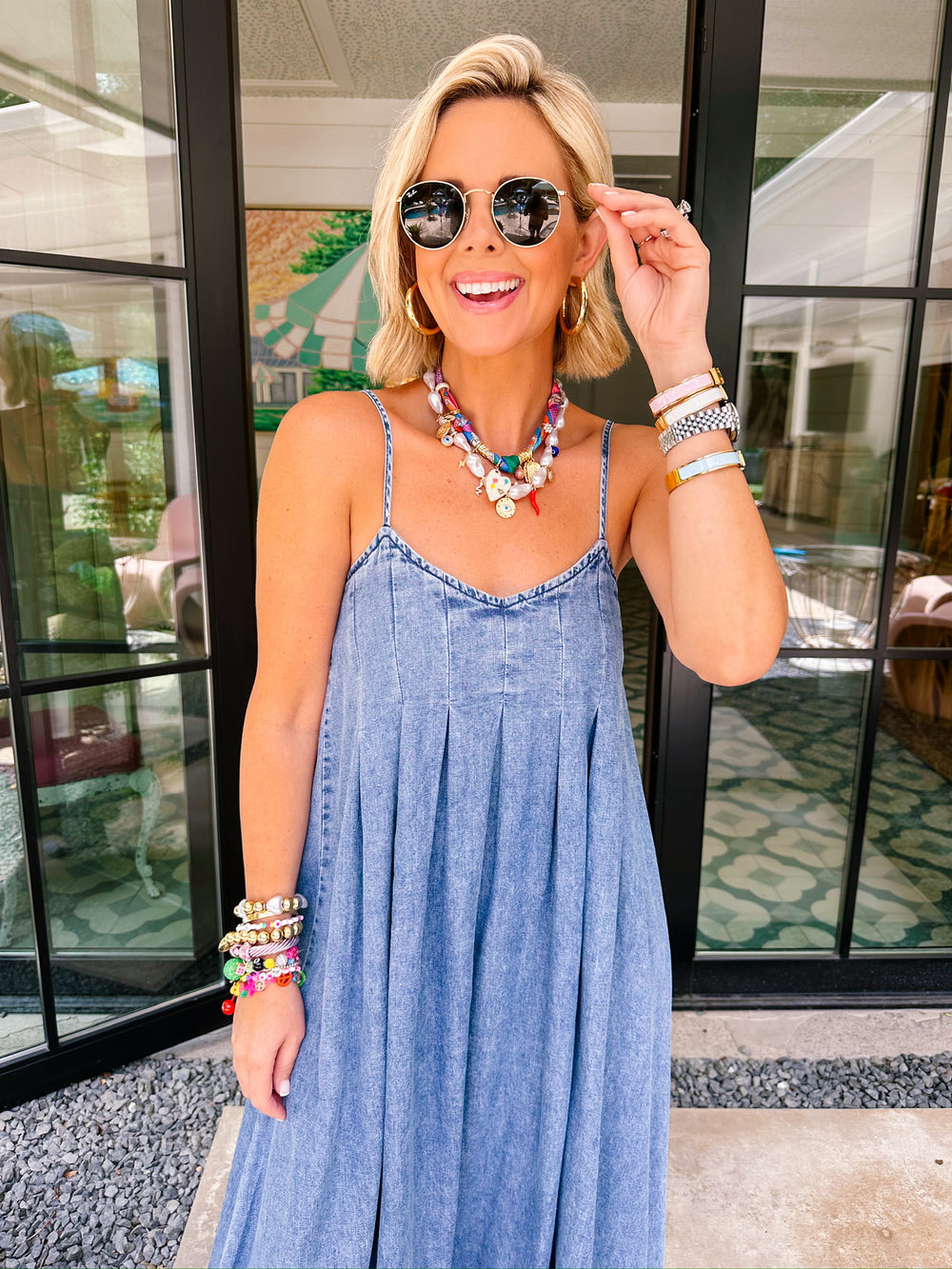 DENIM DARLING FLOWY MAXI DRESS