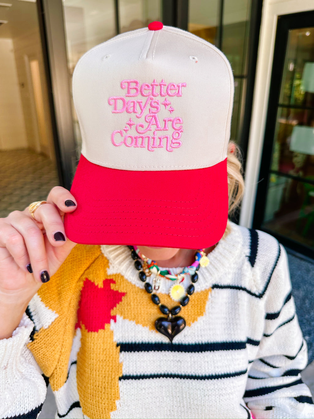 BETTER DAYS ARE COMING CANVAS TRUCKER HAT