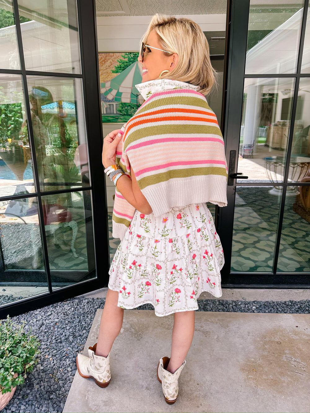 STOP BY STRIPE SWEATER - PINK/GREEN