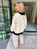 HOMEBODY POLKA DOT REVERSIBLE MOCK SWEATSHIRT - IVORY/BLACK