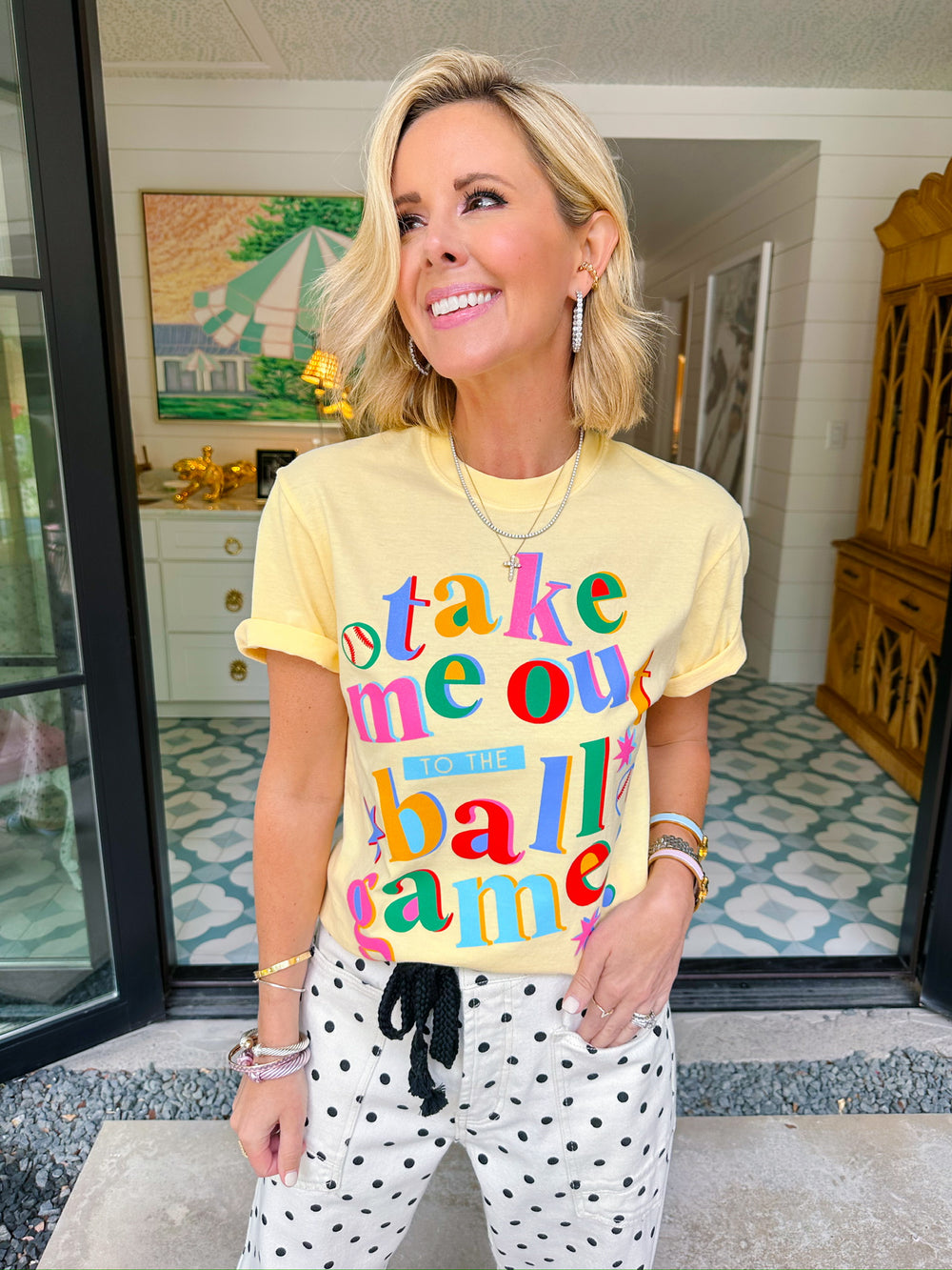 TAKE ME OUT TO THE BALL GAME TEE - YELLOW