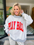 PLAY BALL POLKA DOT REVERSIBLE MOCK NECK SWEATSHIRT - GREY/RED