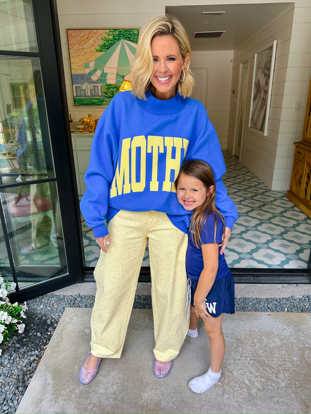MOTHER POLKA DOT REVERSIBLE MOCK SWEATSHIRT - BLUE