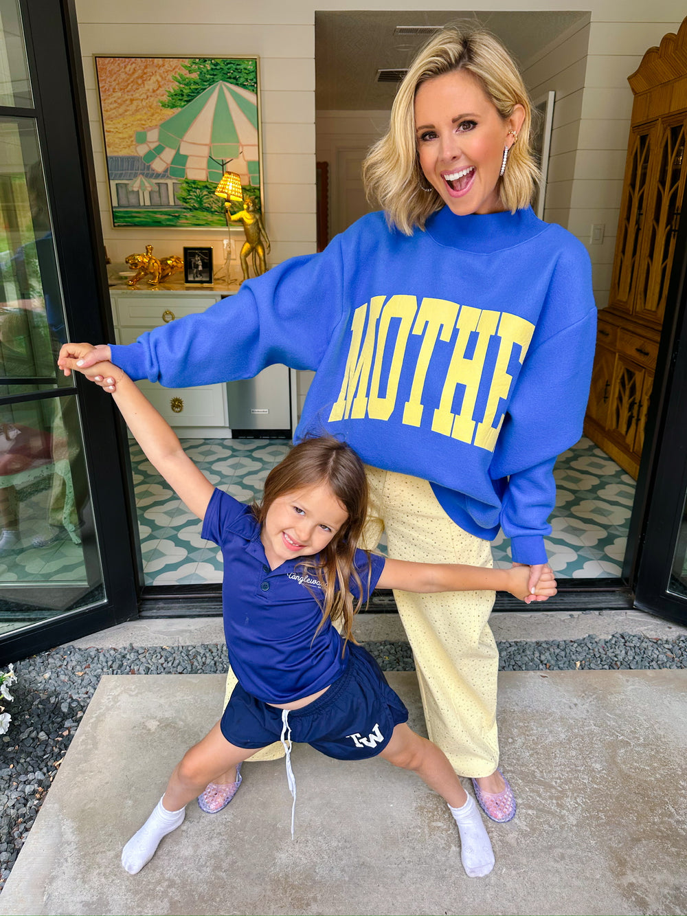 MOTHER POLKA DOT REVERSIBLE MOCK SWEATSHIRT - BLUE