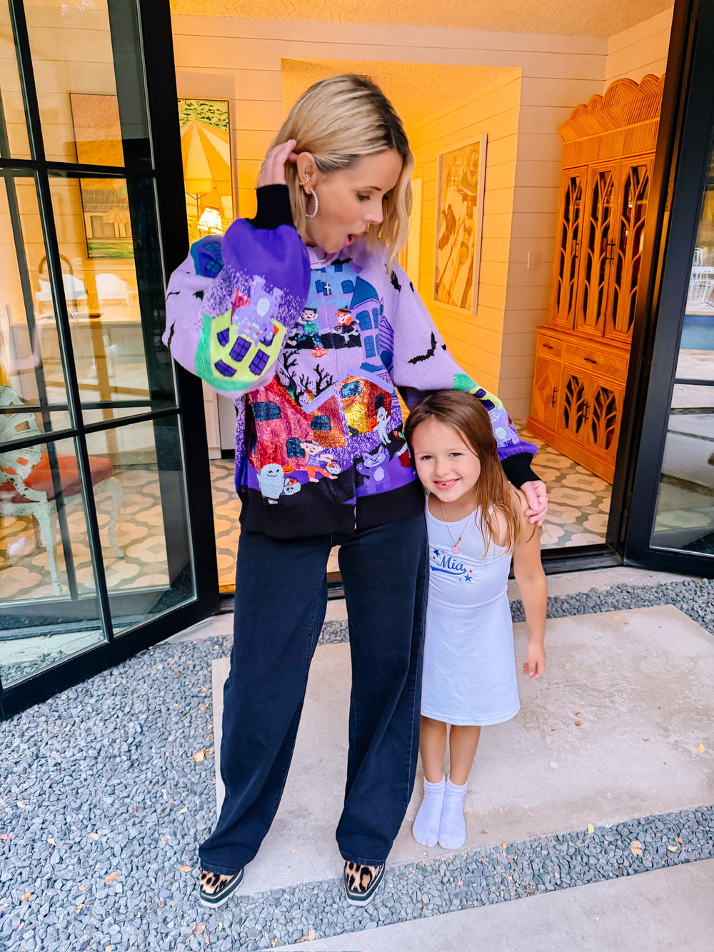 TRICK OR TREAT SCENE CARDIGAN - LAVENDER