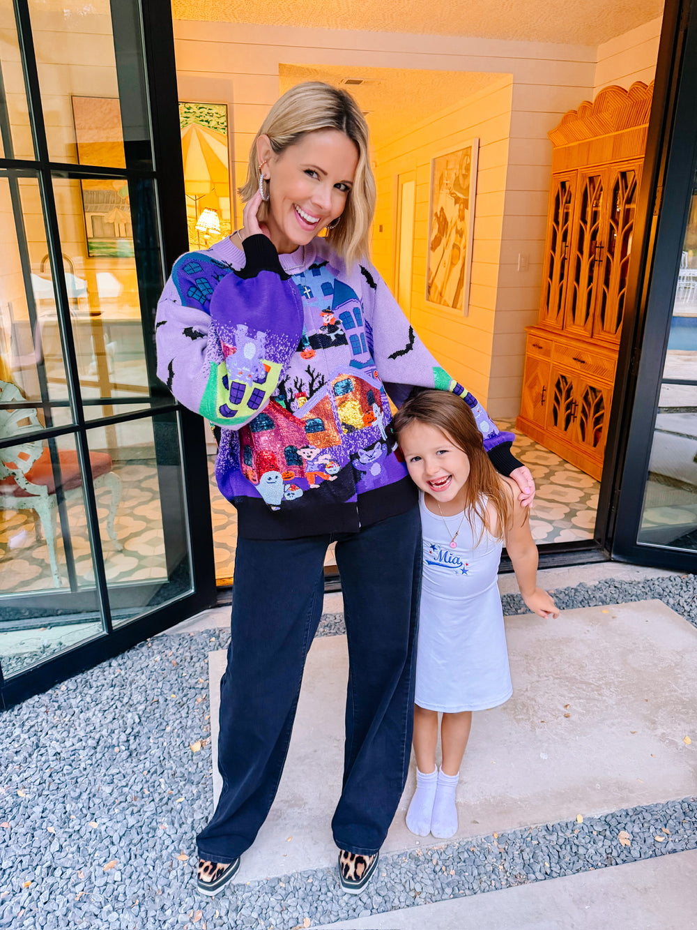 TRICK OR TREAT SCENE CARDIGAN - LAVENDER