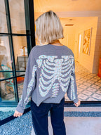 SKELETON JEWEL IRIDESCENT SWEATSHIRT - CHARCOAL
