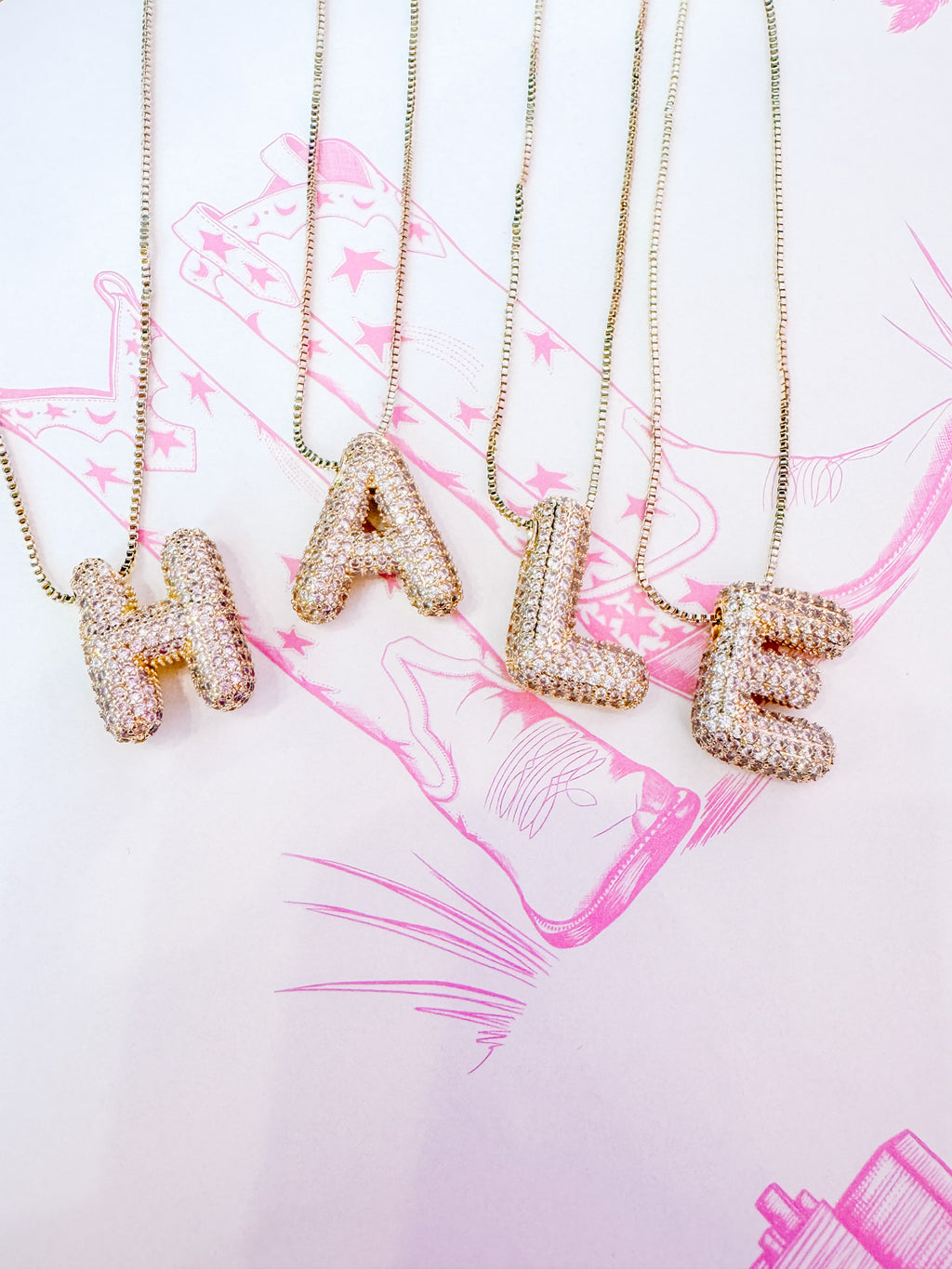 IN THE MOMENT INITIAL BUBBLE NECKLACE