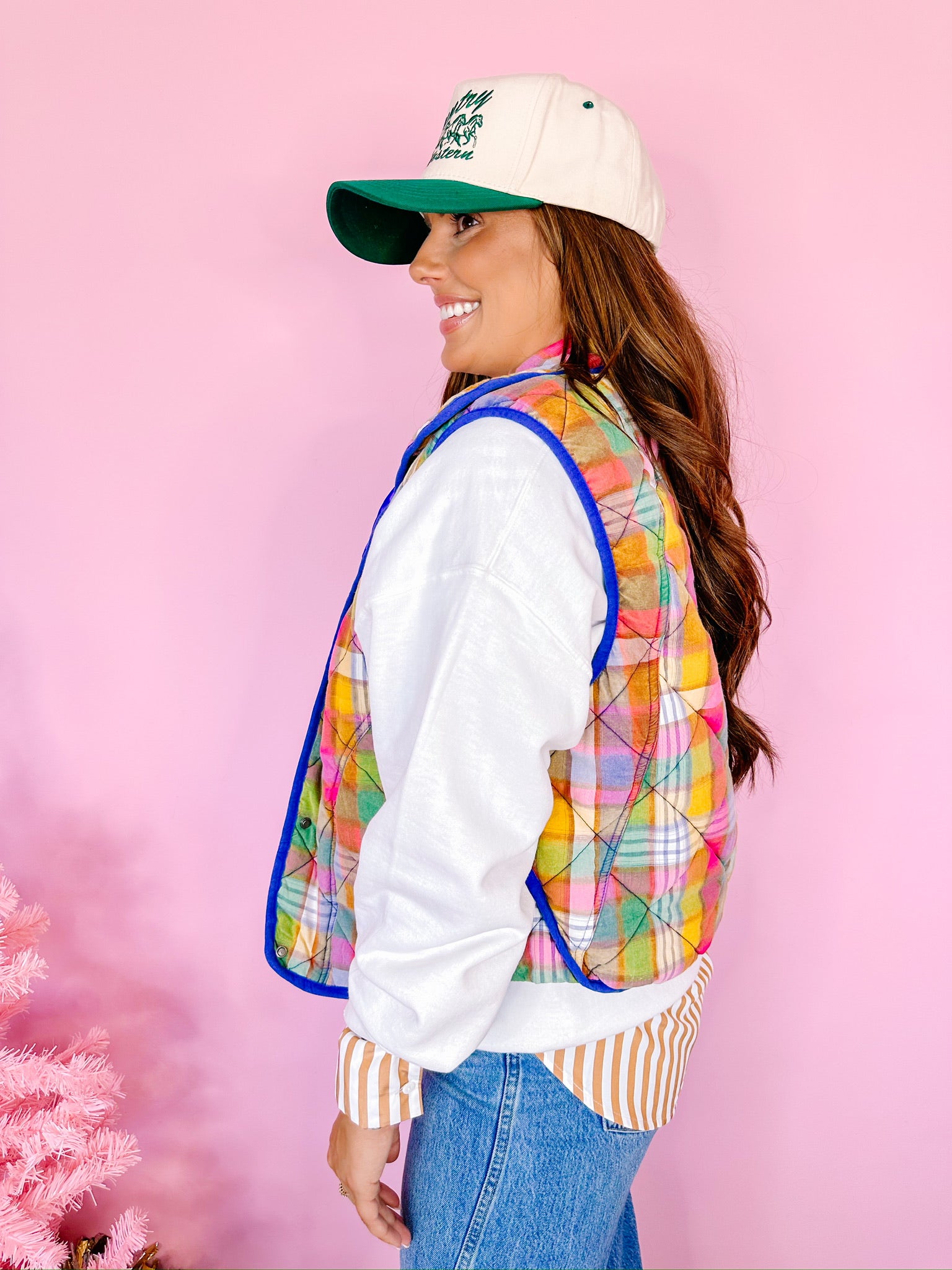 STAINED GLASS QUILTED PLAID VEST