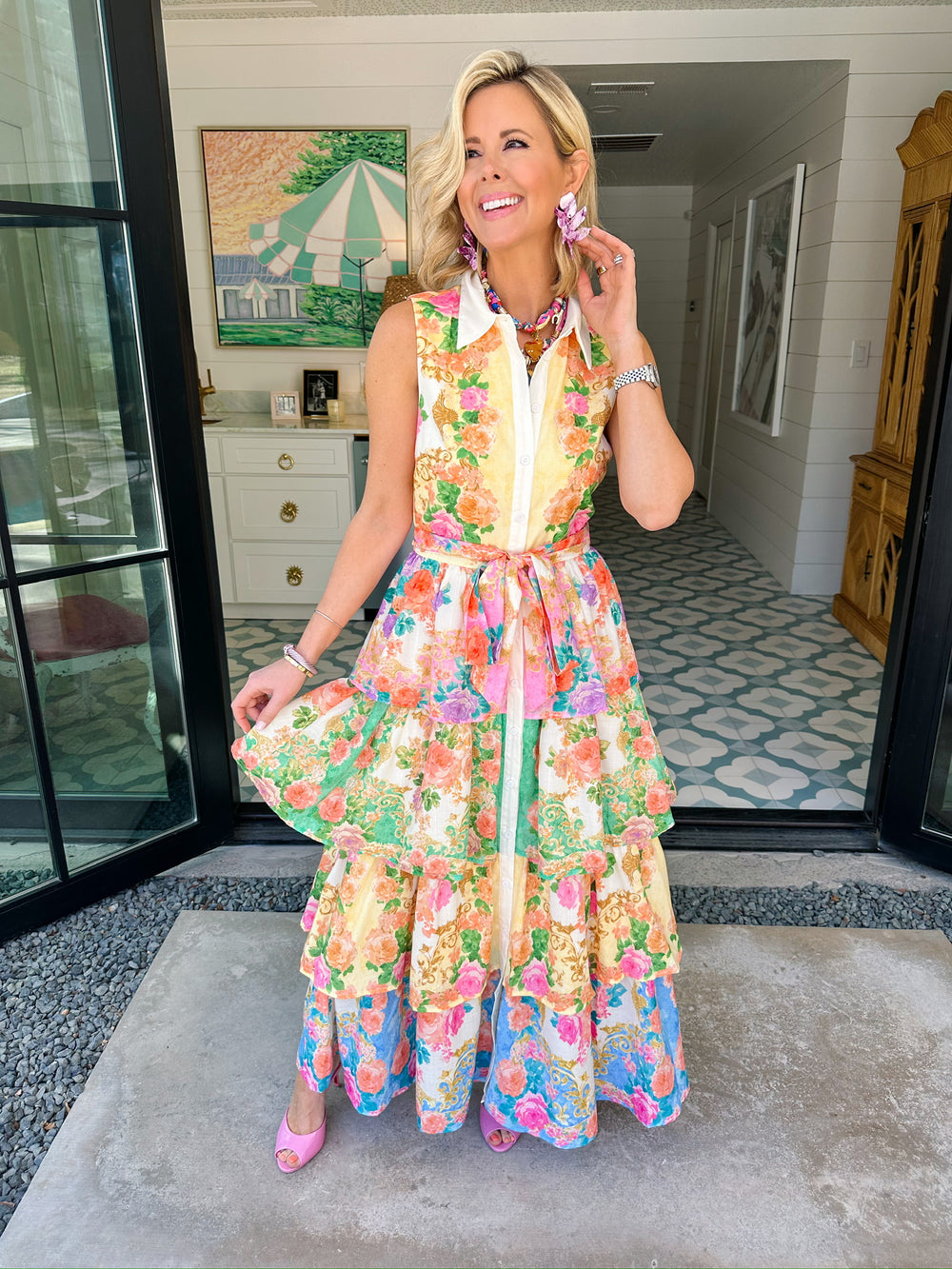MAKE ME A PROMISE FLORAL TIER MAXI DRESS