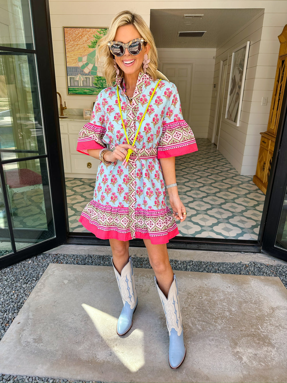 JUSTINE FLORAL BLOCK DRESS