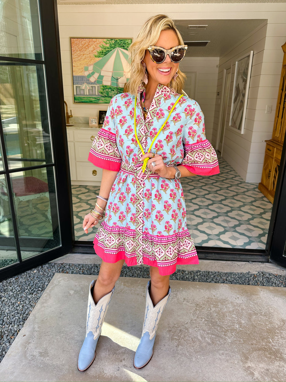 JUSTINE FLORAL BLOCK DRESS