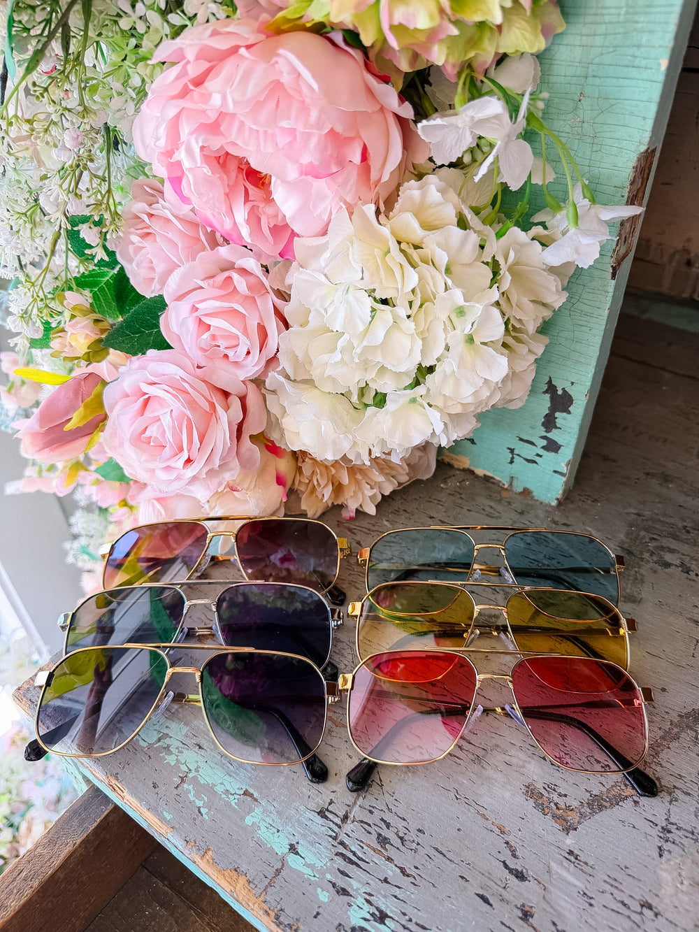 ANNA AVIATOR SQUARE METAL SUNGLASSES