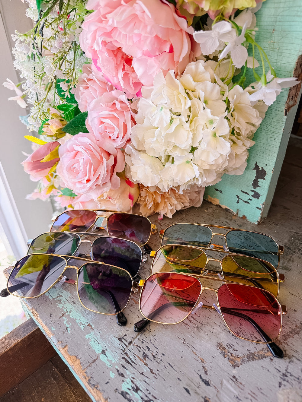 ANNA AVIATOR SQUARE METAL SUNGLASSES
