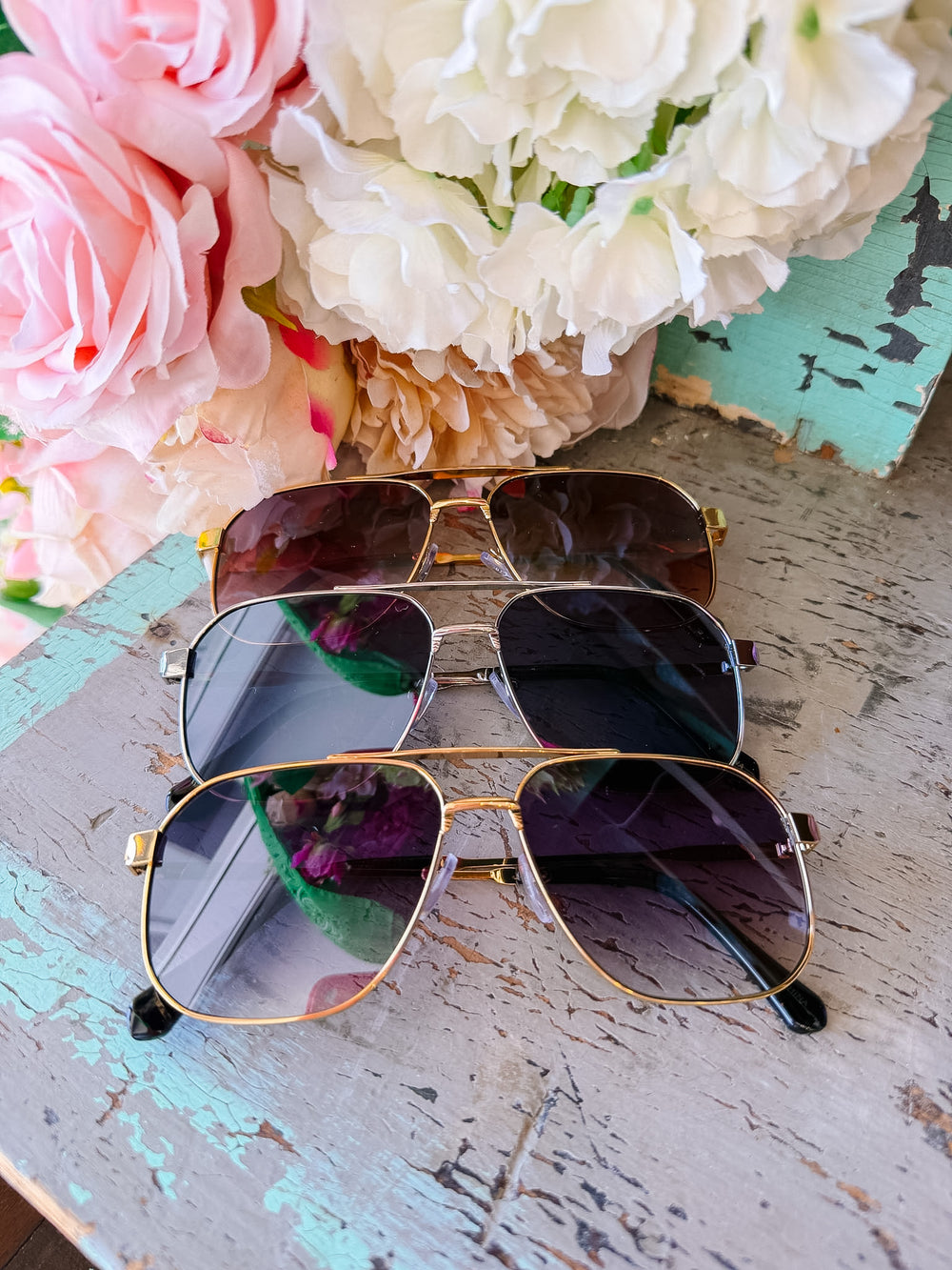 ANNA AVIATOR SQUARE METAL SUNGLASSES