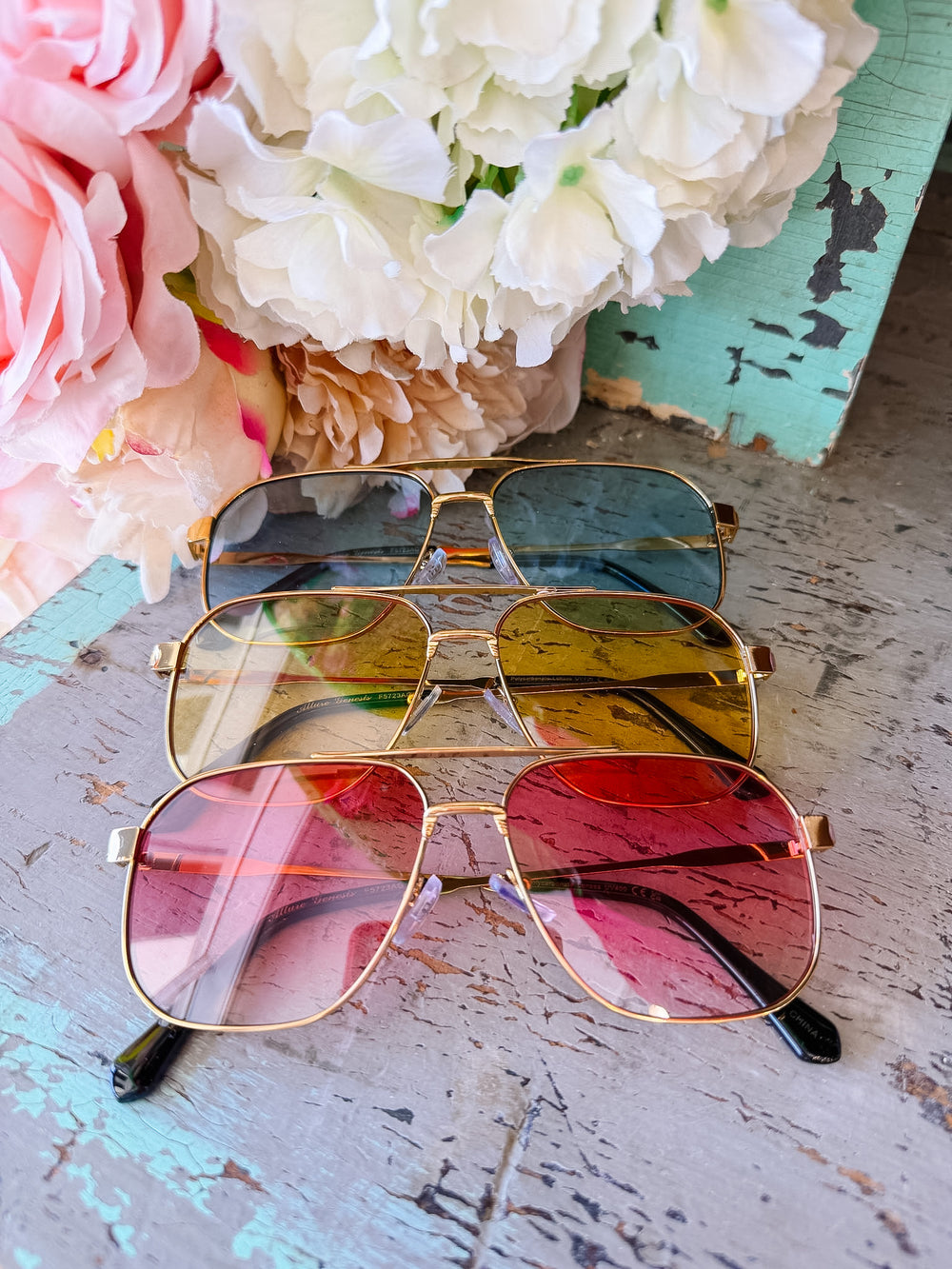 ANNA AVIATOR SQUARE METAL SUNGLASSES