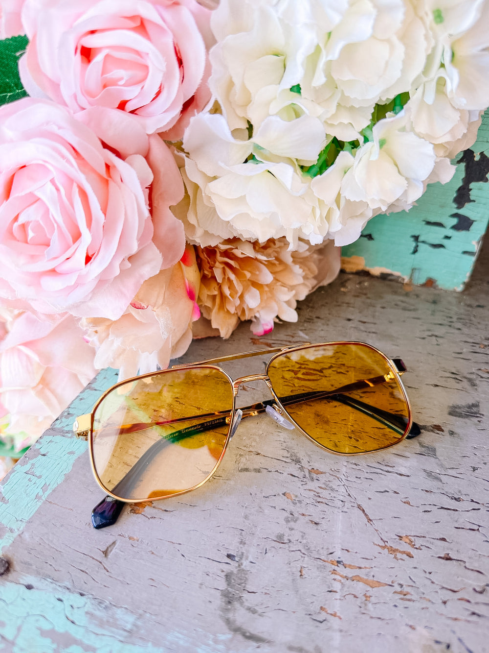 ANNA AVIATOR SQUARE METAL SUNGLASSES