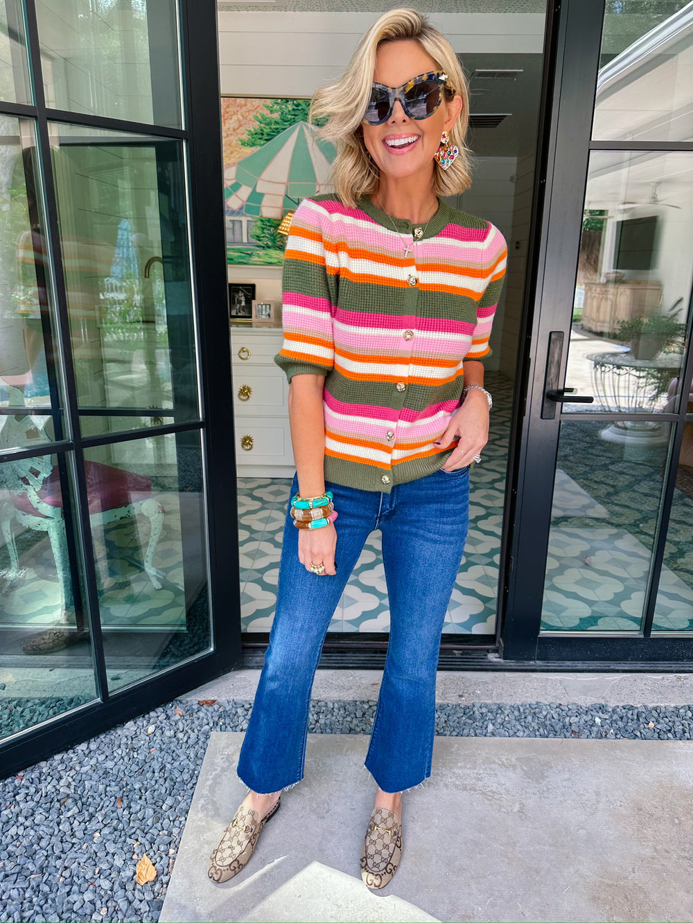 SERENADE ME IN STRIPES KNIT TOP - GREEN