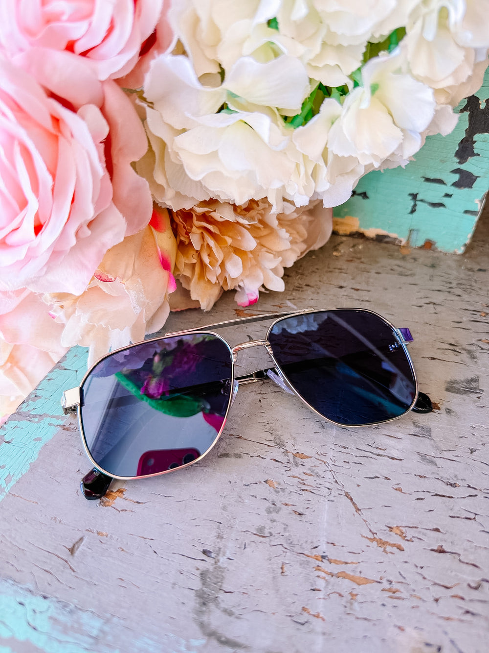 ANNA AVIATOR SQUARE METAL SUNGLASSES