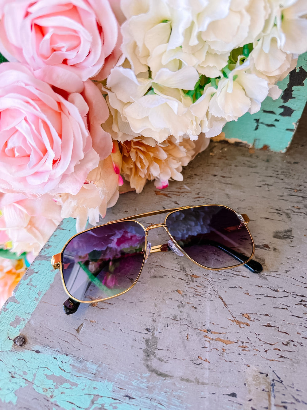 ANNA AVIATOR SQUARE METAL SUNGLASSES