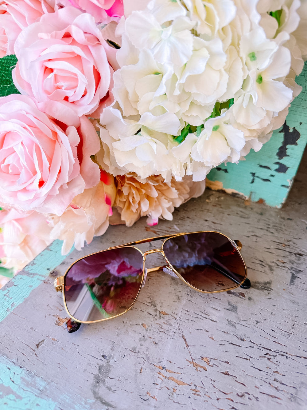 ANNA AVIATOR SQUARE METAL SUNGLASSES