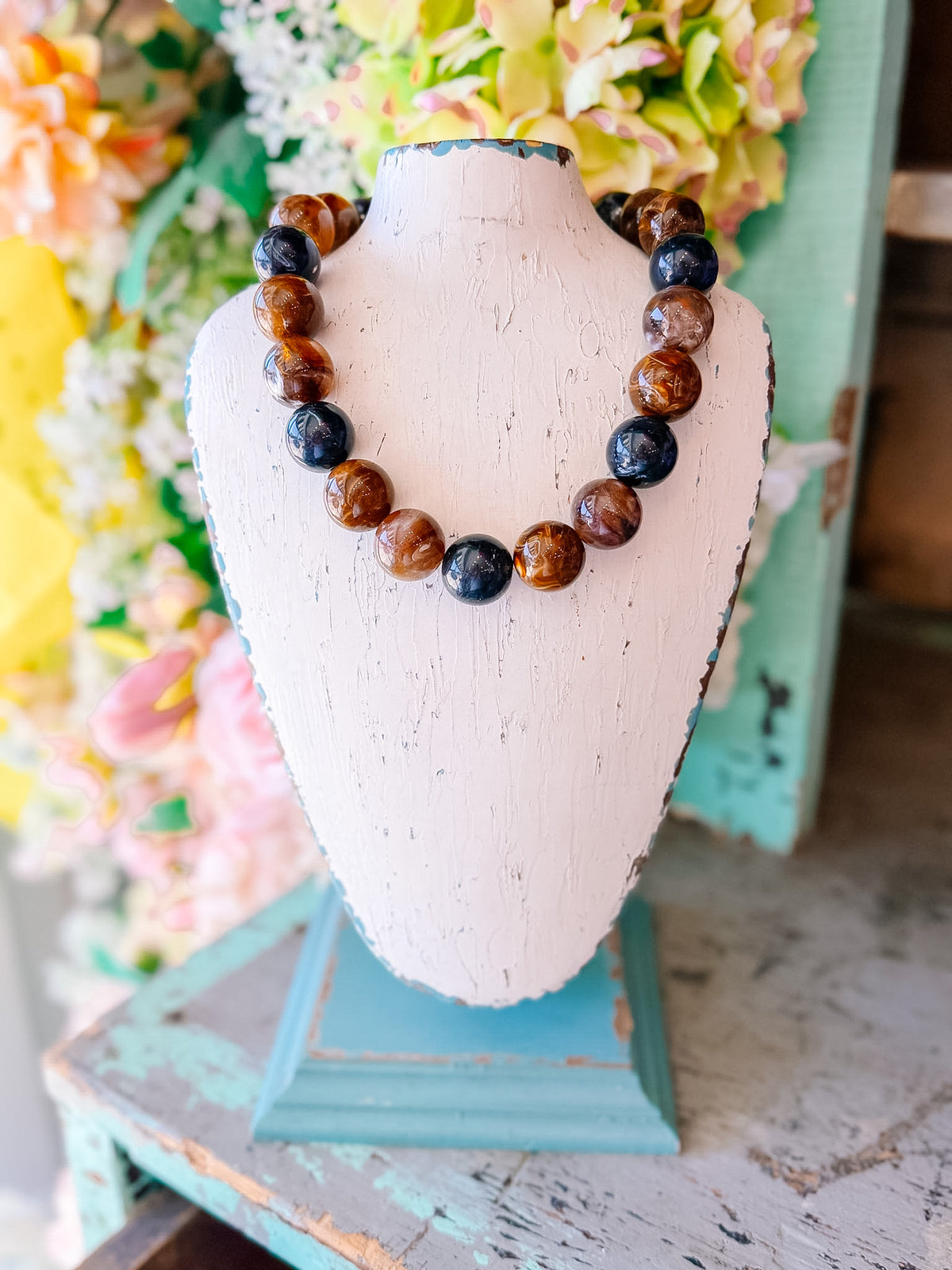 CADY CHUNKY BUBBLE NECKLACE - ESPRESSO