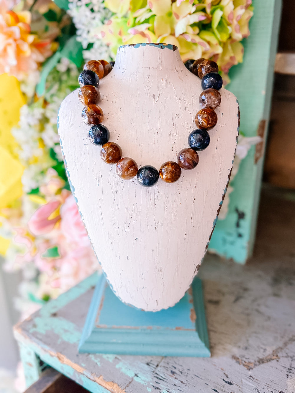 CADY CHUNKY BUBBLE NECKLACE - ESPRESSO