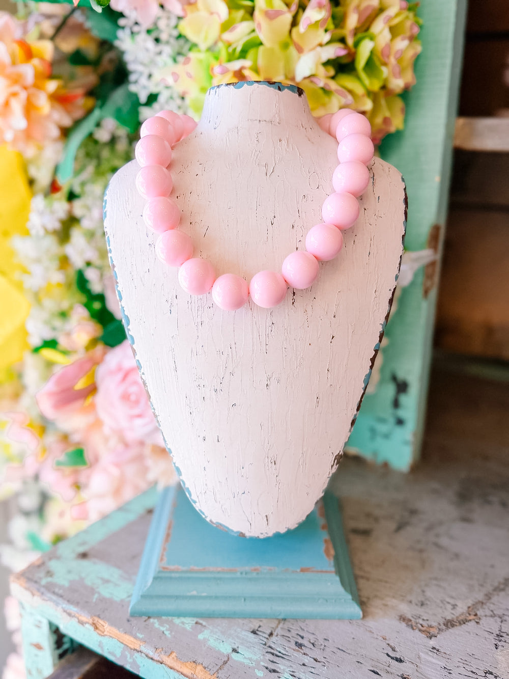 CADY CHUNKY BUBBLE NECKLACE - BUBBLEGUM PINK