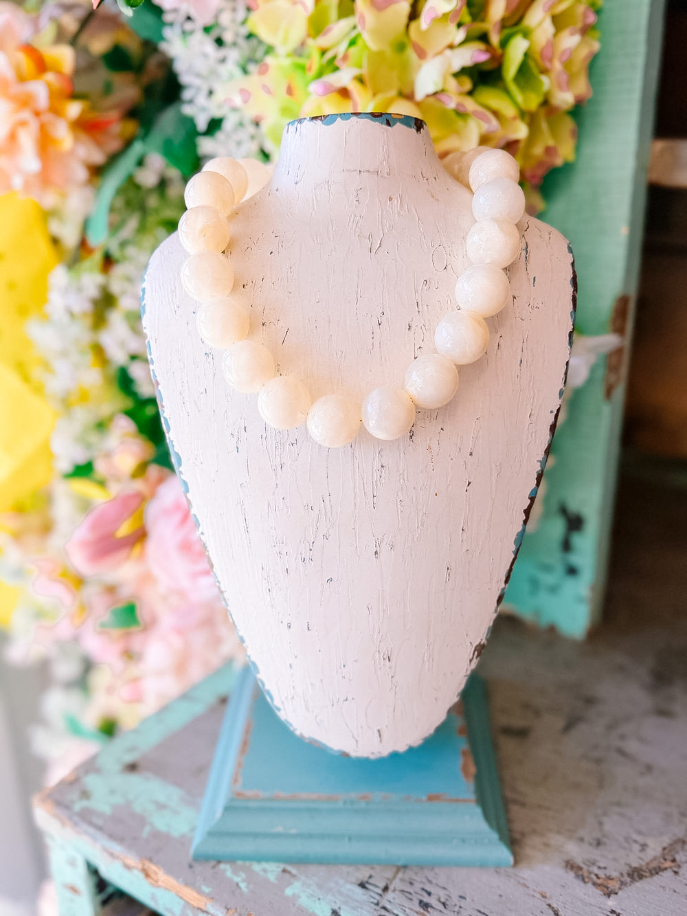 CADY CHUNKY BUBBLE NECKLACE - NEUTRAL CREAM