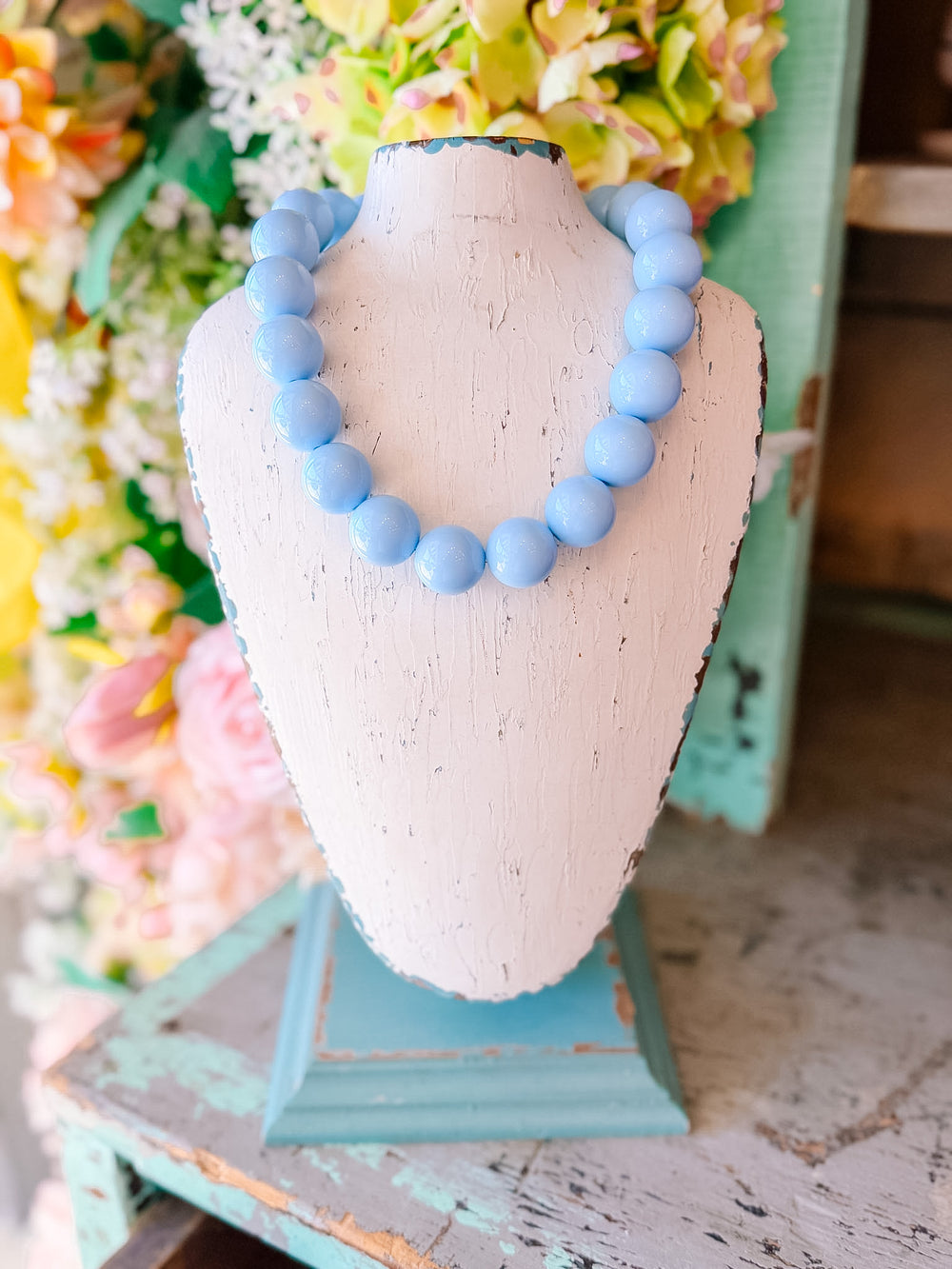 CADY CHUNKY BUBBLE NECKLACE - BABY BLUE