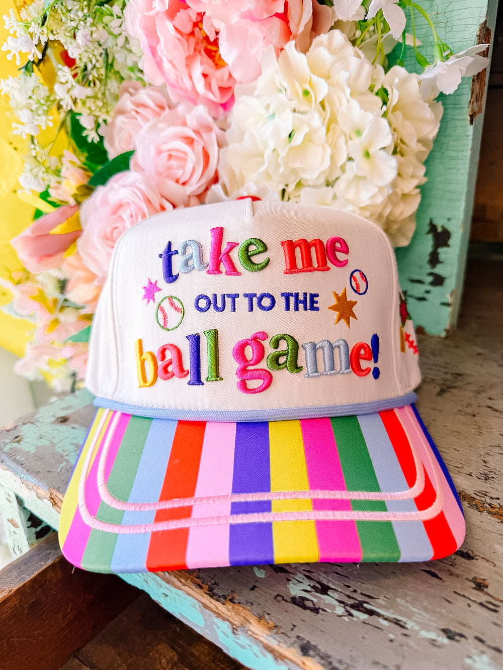 TAKE ME OUT TO THE BALLGAME PATTERN PLAY TRUCKER HAT