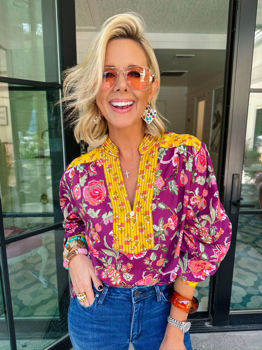 CAREFREE CARNATION LONG SLEEVE TOP - PLUM