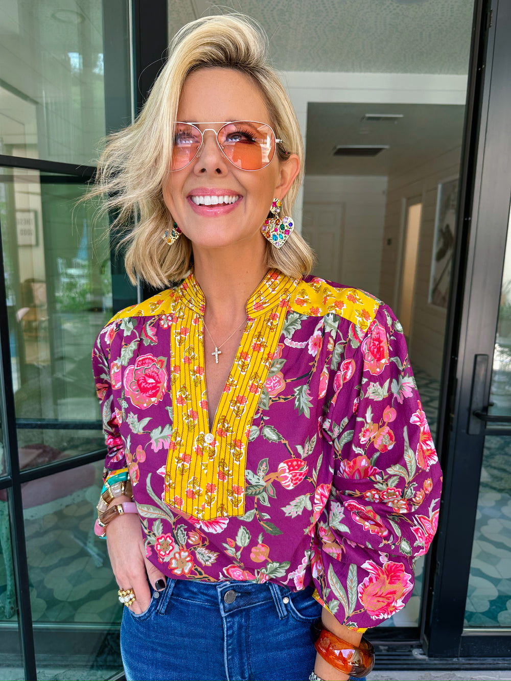 CAREFREE CARNATION LONG SLEEVE TOP - PLUM