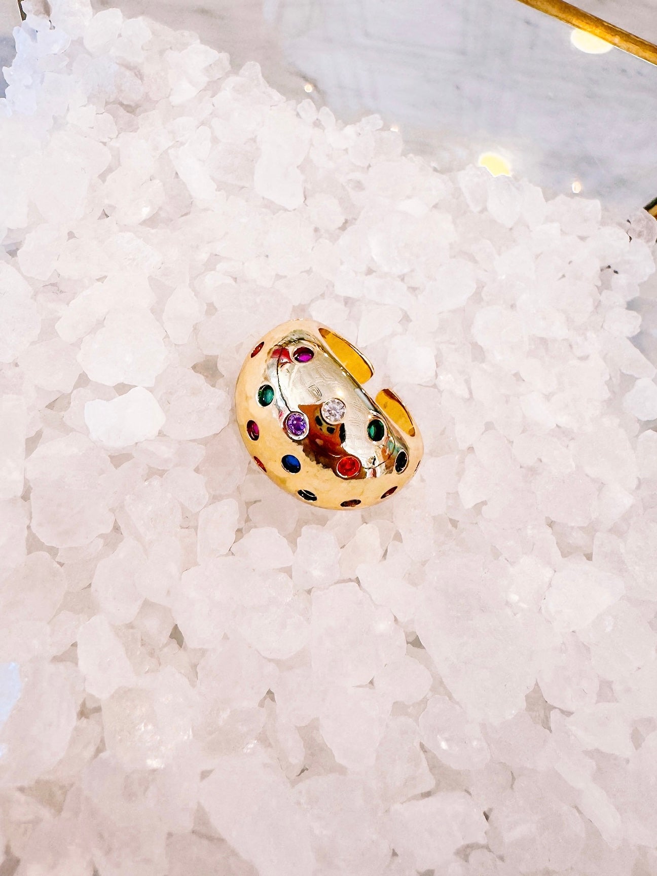 DOME RAINBOW CZ RING - GOLD