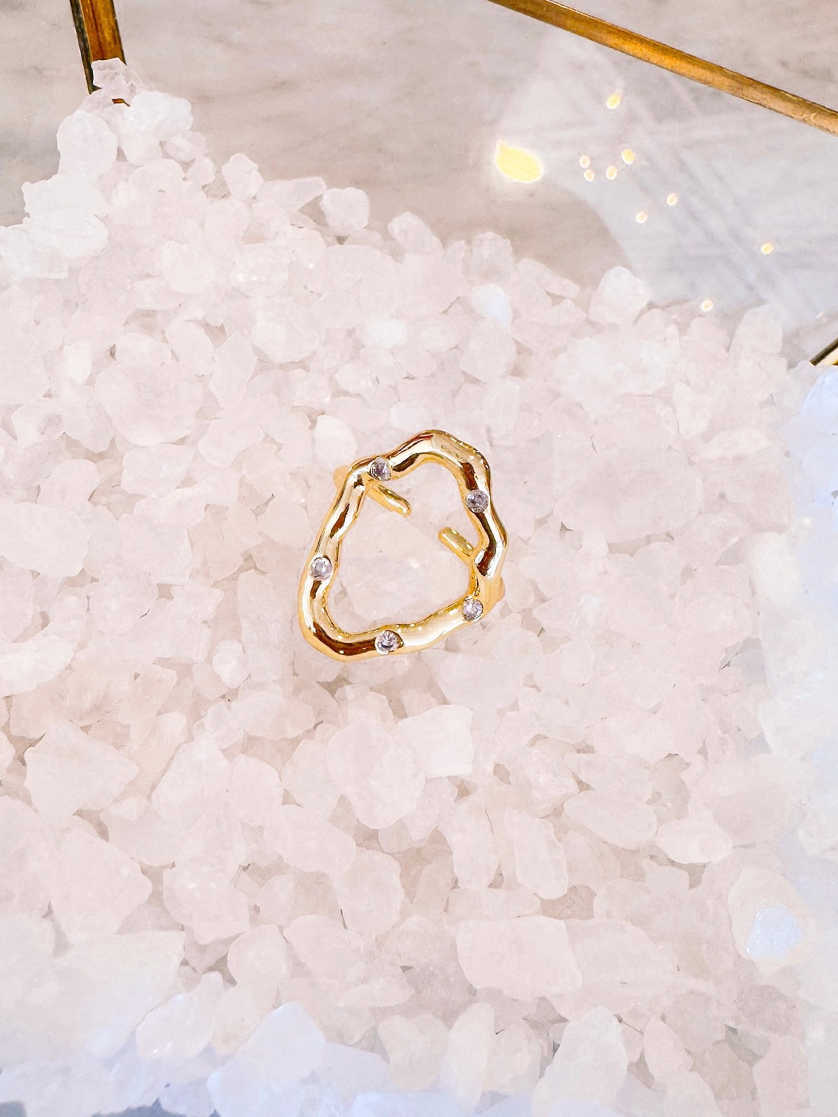 ABSTRACT OVAL CZ RING - GOLD