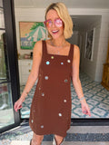CATCH YOUR REFLECTION SCATTERED MIRROR DRESS - BROWN