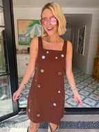 CATCH YOUR REFLECTION SCATTERED MIRROR DRESS - BROWN