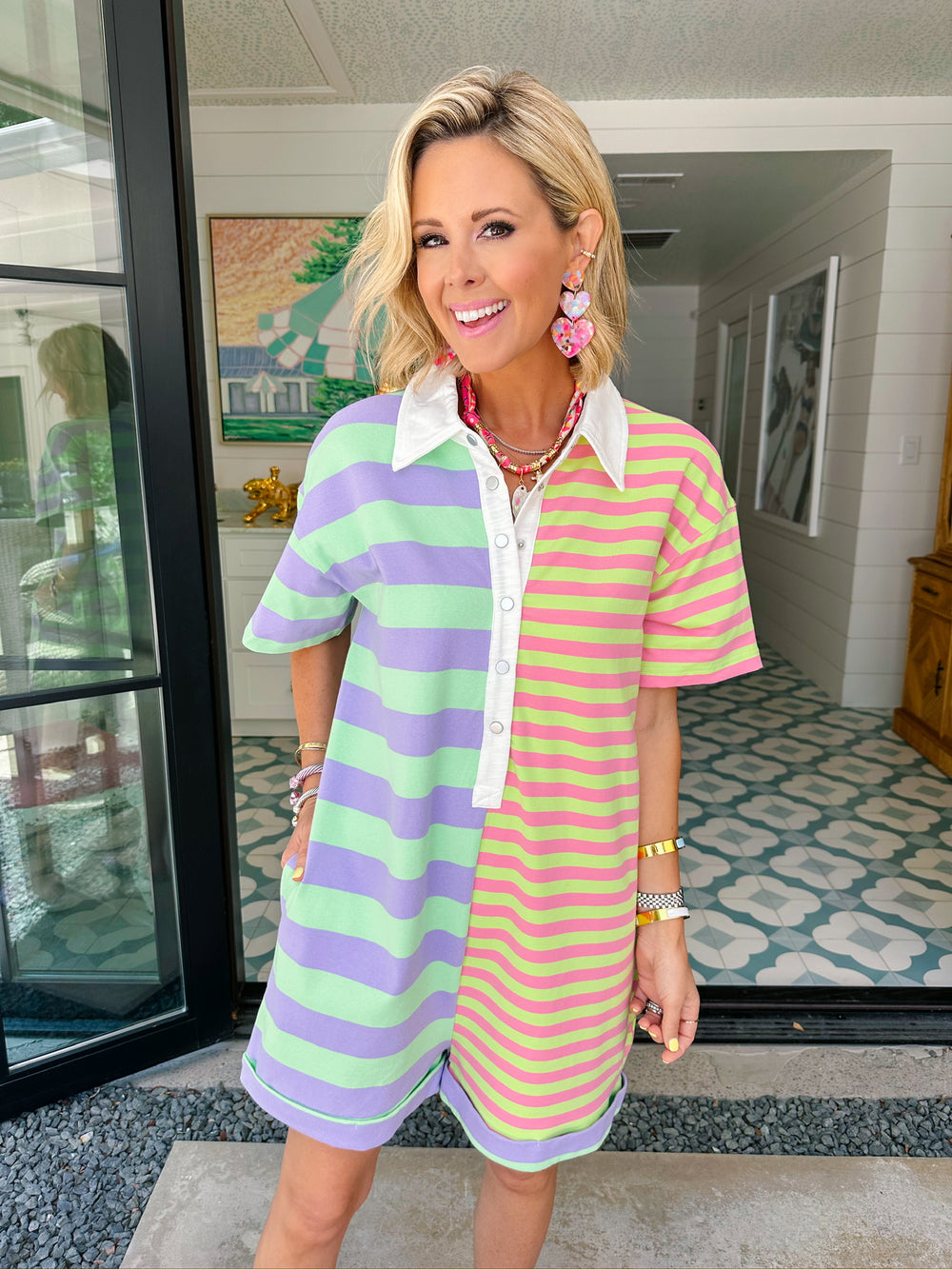 EASY GOING STRIPE COLORBLOCK ROMPER