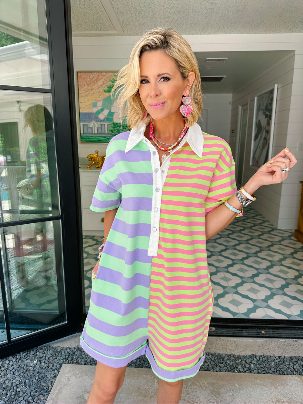 EASY GOING STRIPE COLORBLOCK ROMPER