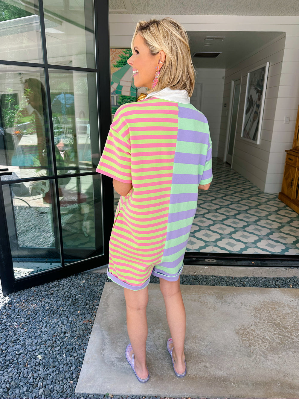 EASY GOING STRIPE COLORBLOCK ROMPER