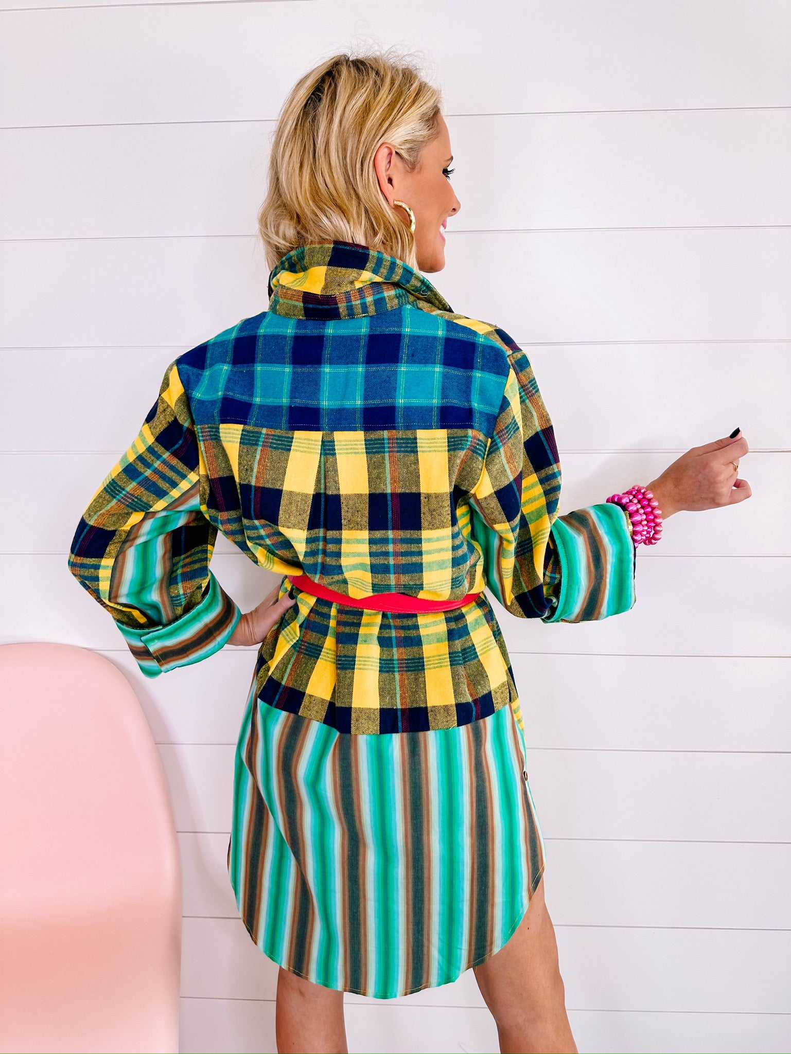 PLAID FOR YOU TUNIC DRESS - YELLOW