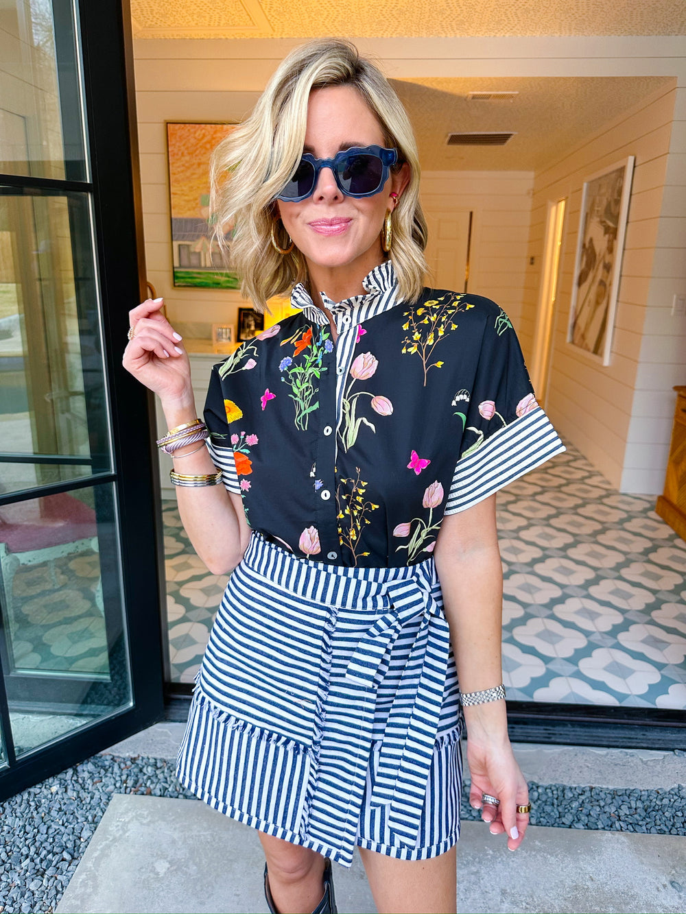 ELLIE STRIPED WRAP SKIRT