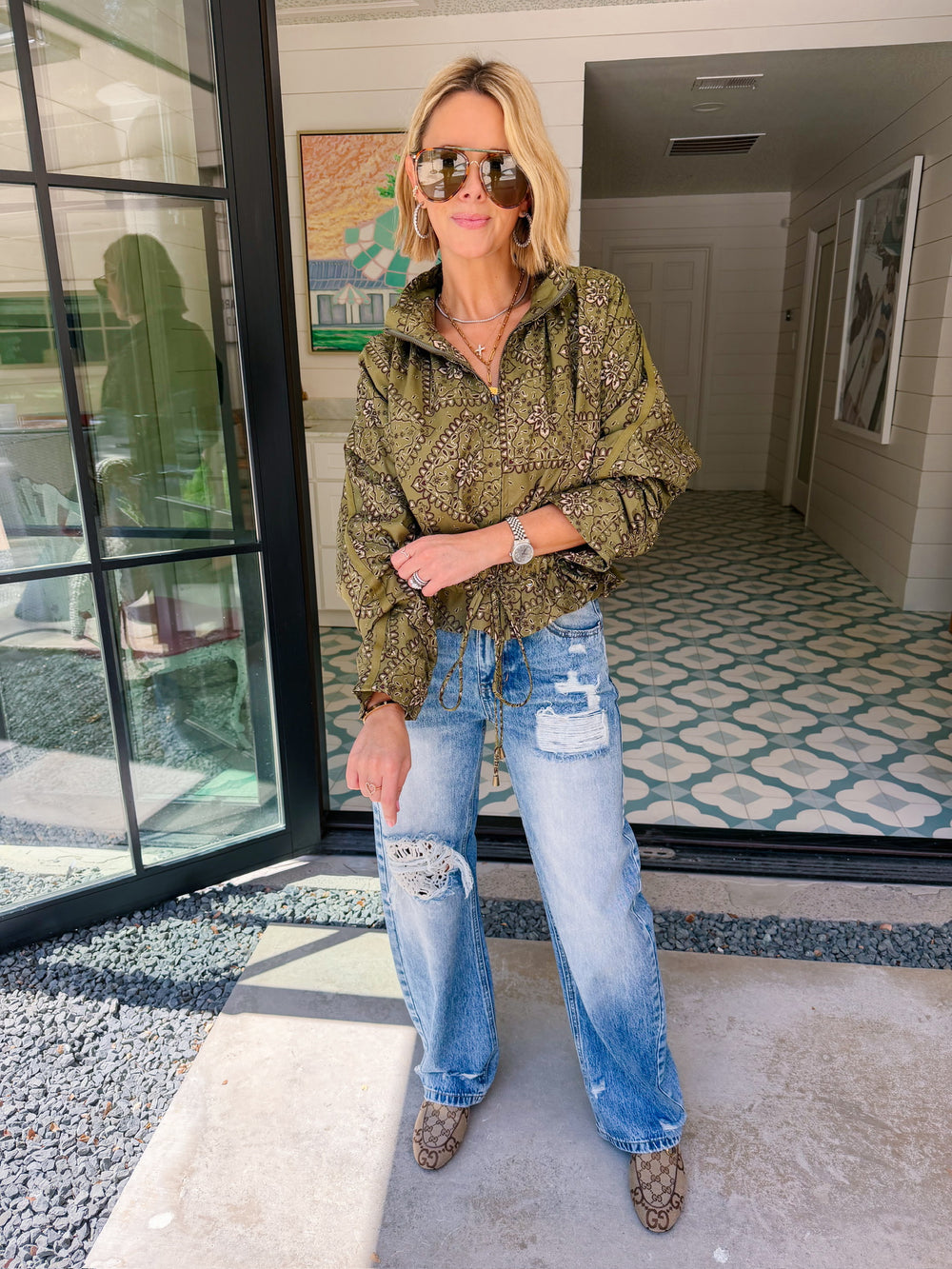 JUST MY STYLE BANDANA JACKET - OLIVE