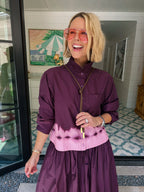 FADE INTO YOU DIP DYE MIDI SKIRT SET - PLUM