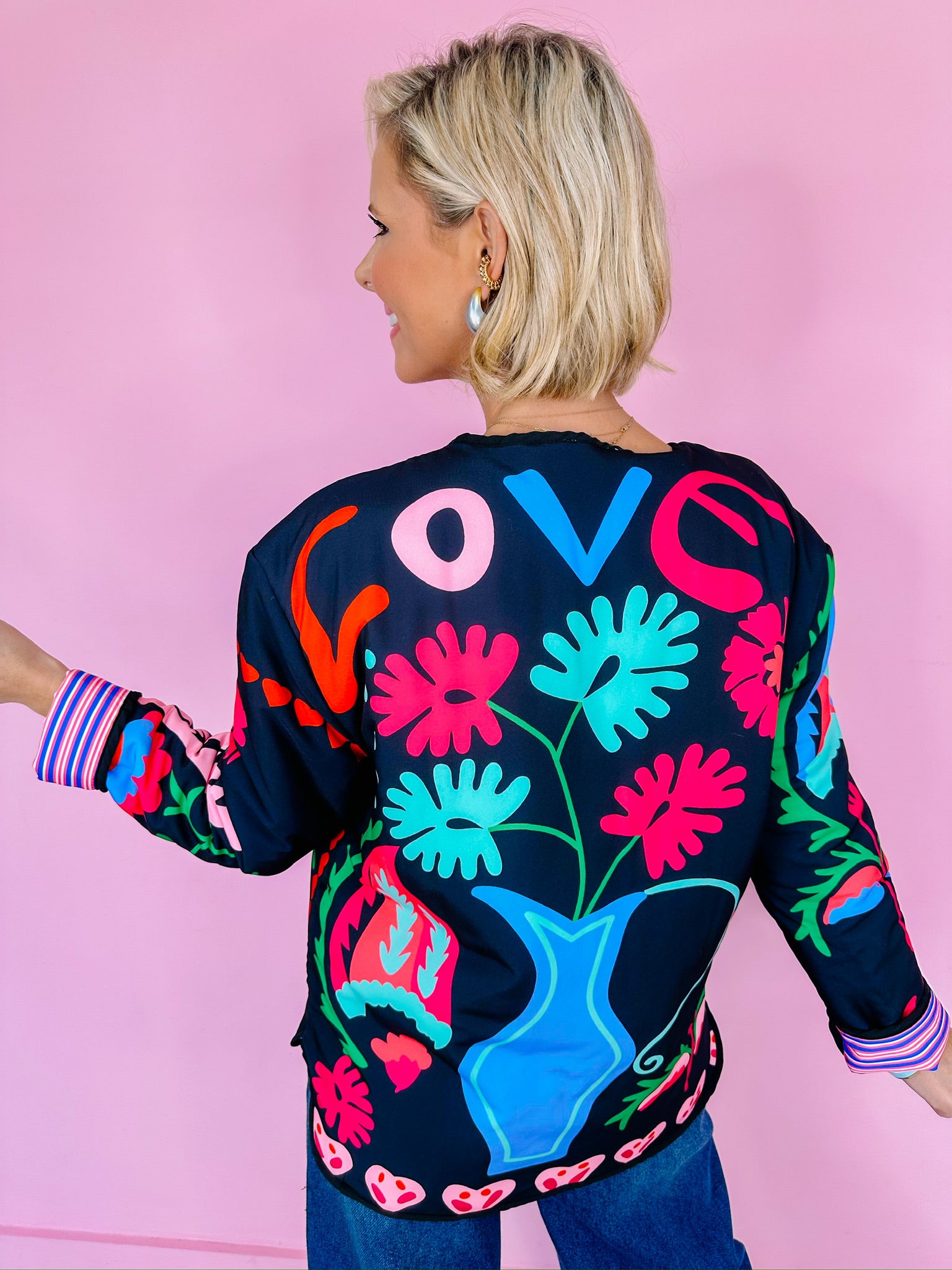 FLOURISHING FLORAL JACKET - BLACK