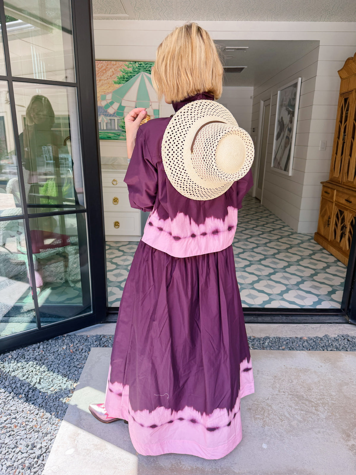 FADE INTO YOU DIP DYE MIDI SKIRT SET - PLUM