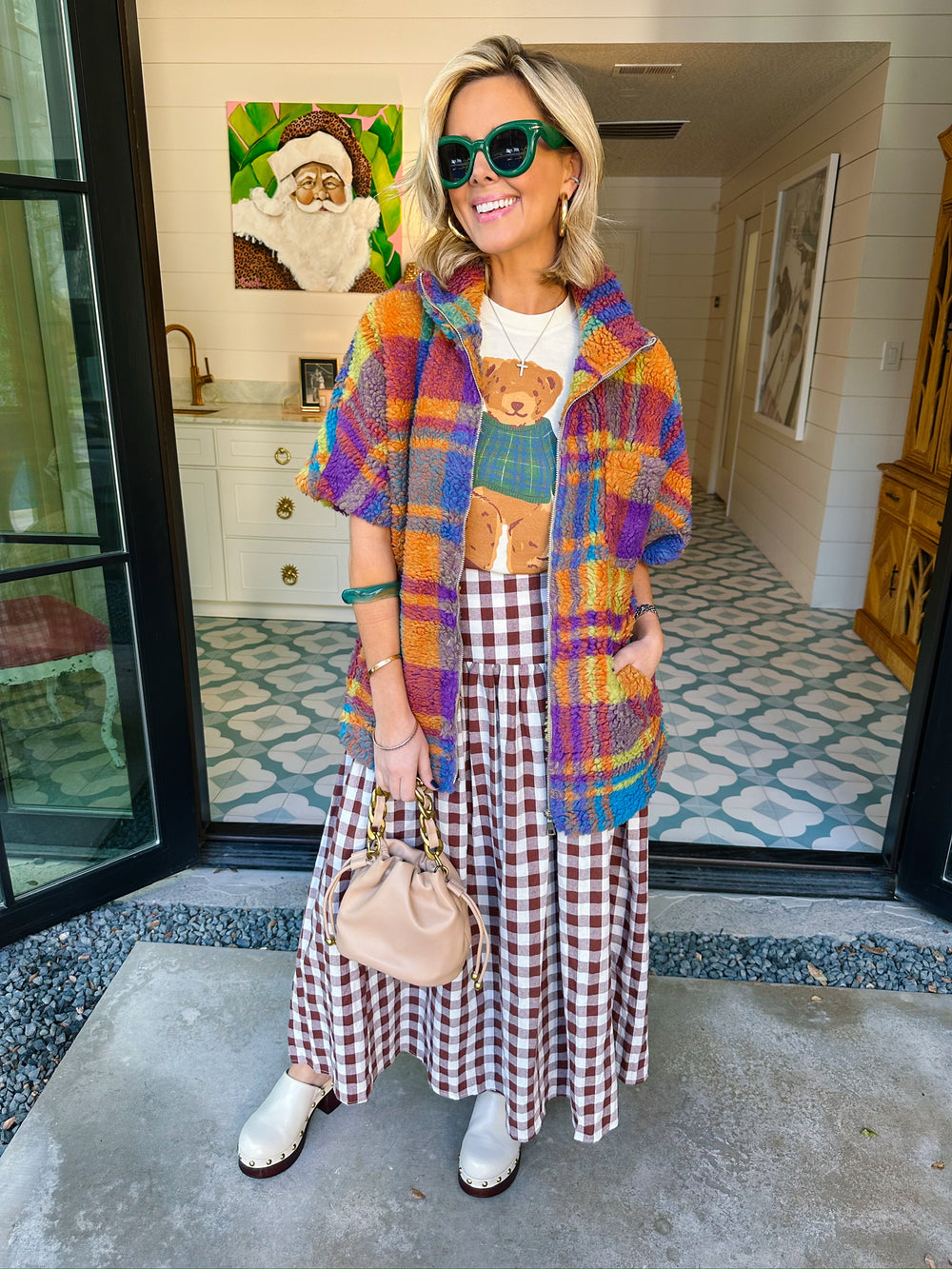 SHERPA SHUFFLE PLAID SHORT SLEEVE JACKET