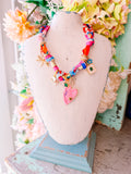 FERRIS PINK HEART SCARF CHARM NECKLACE