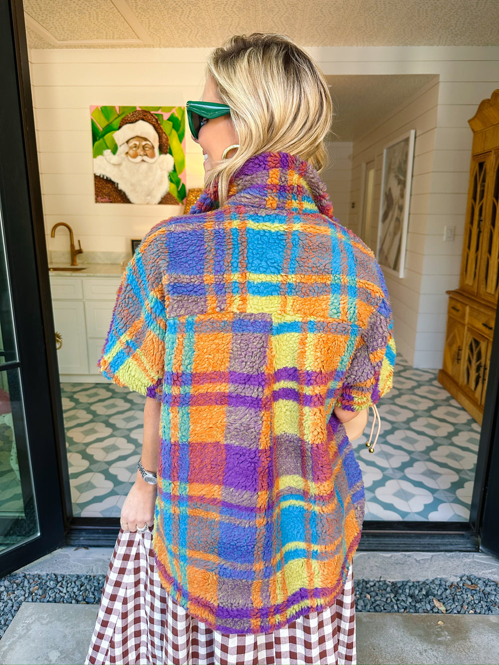 SHERPA SHUFFLE PLAID SHORT SLEEVE JACKET